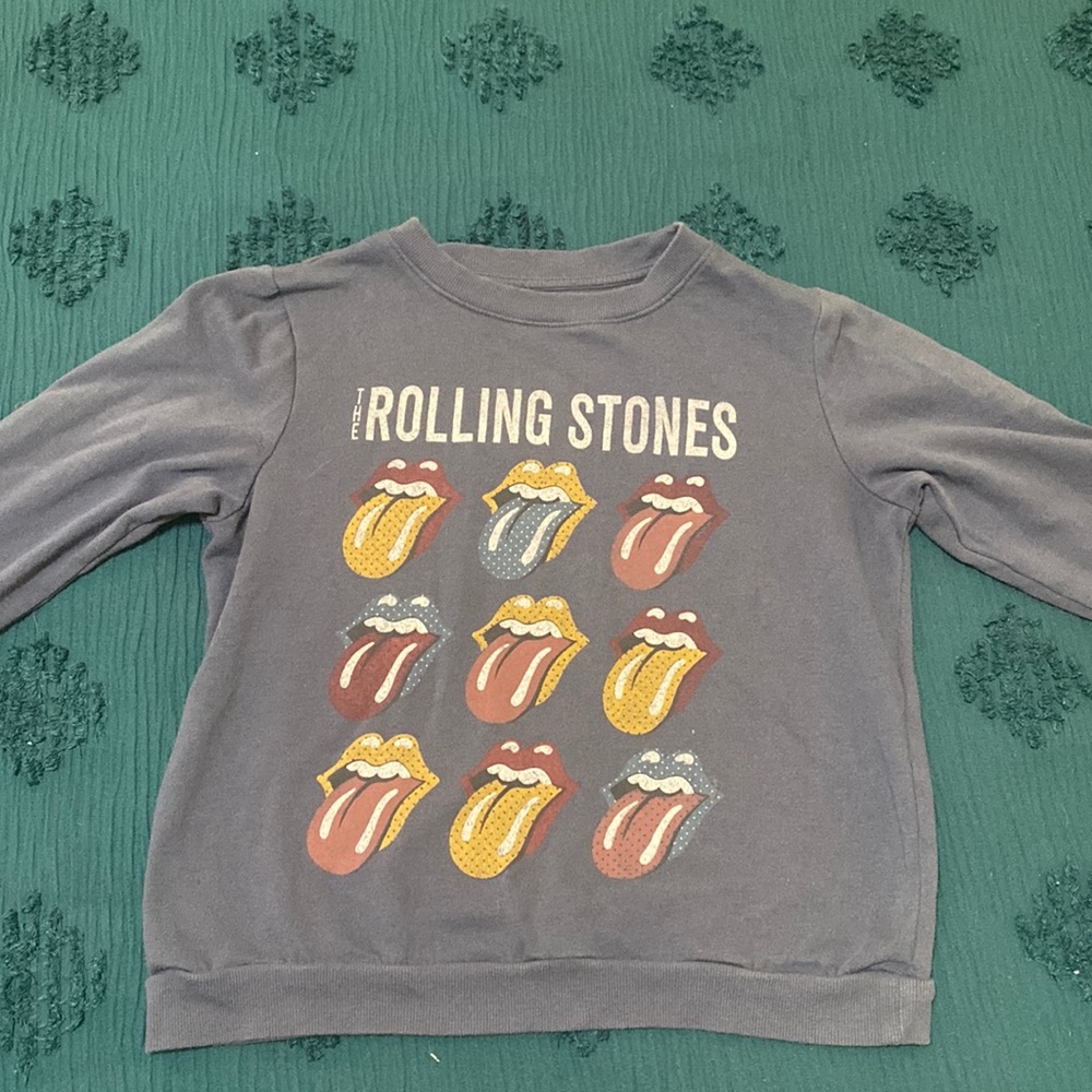 Blue Rolling stones long sleeve crop top